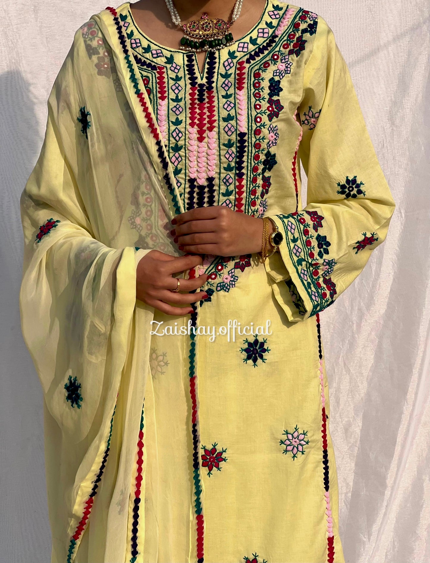 Balochi Blossom- Fully handmade & Mirror Work