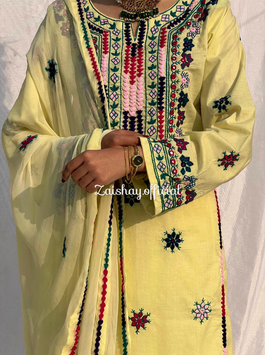 Balochi Blossom- Fully handmade & Mirror Work